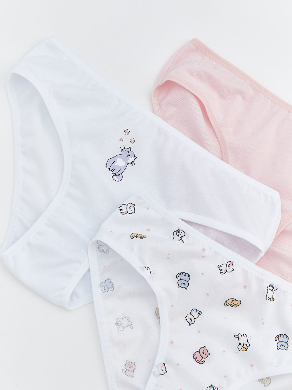 Beyaz Baskılı Kız Çocuk Külot 3'lü-1