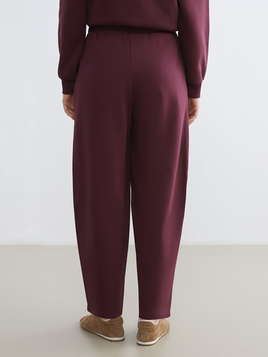 Mürdüm Beli Lastikli Kadın Kalın Eşofman Altı-3