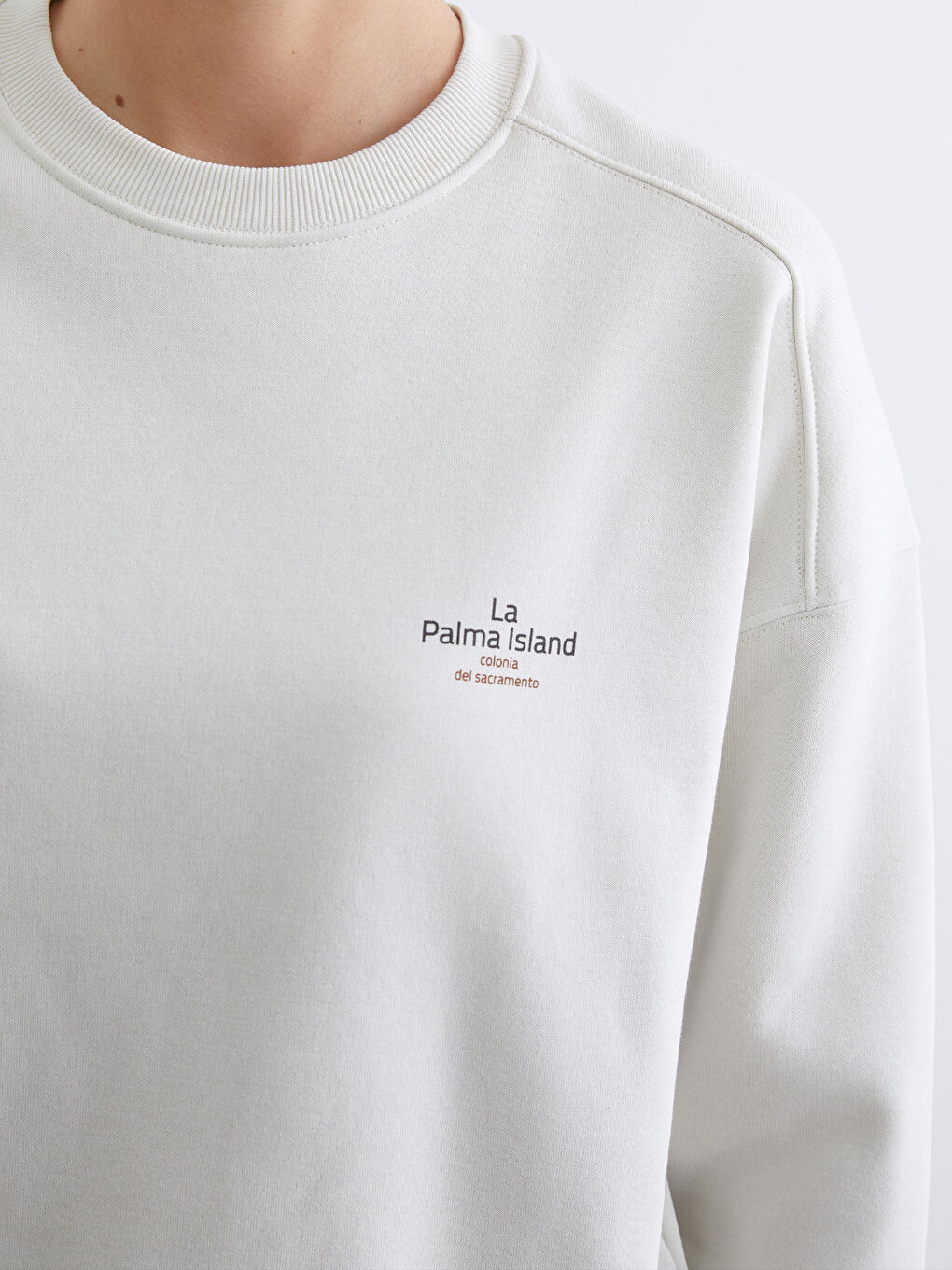 Gri Baskılı Oversize Kadın Kalın Sweatshirt-2