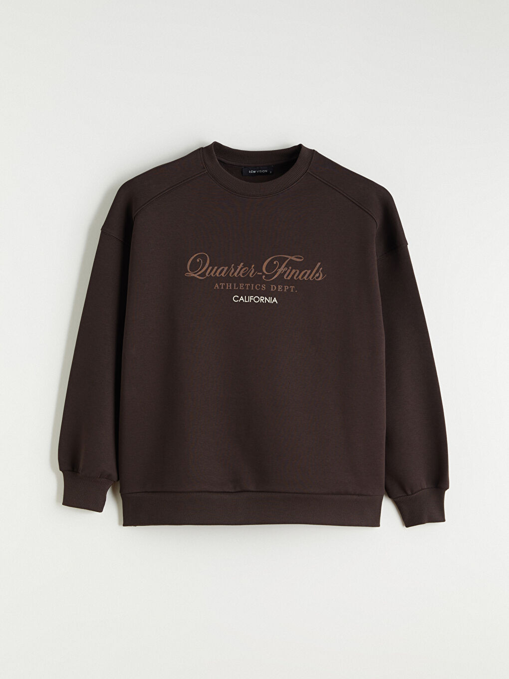 Kahverengi California Baskılı Kadın Kalın Sweatshirt-4