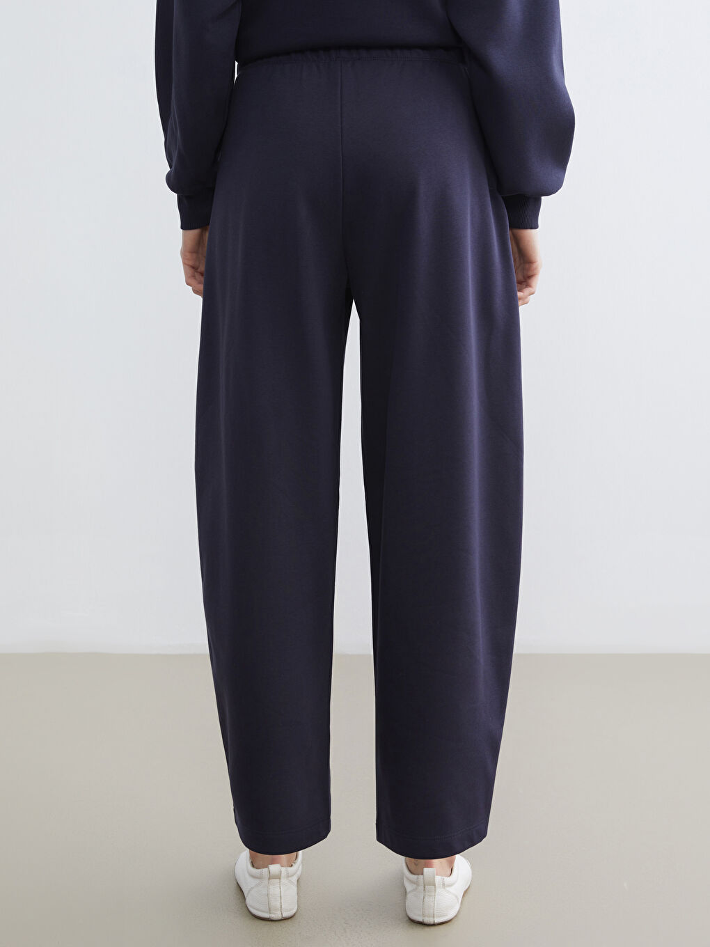 Lacivert Beli Lastikli Kadın Kalın Eşofman Altı-3