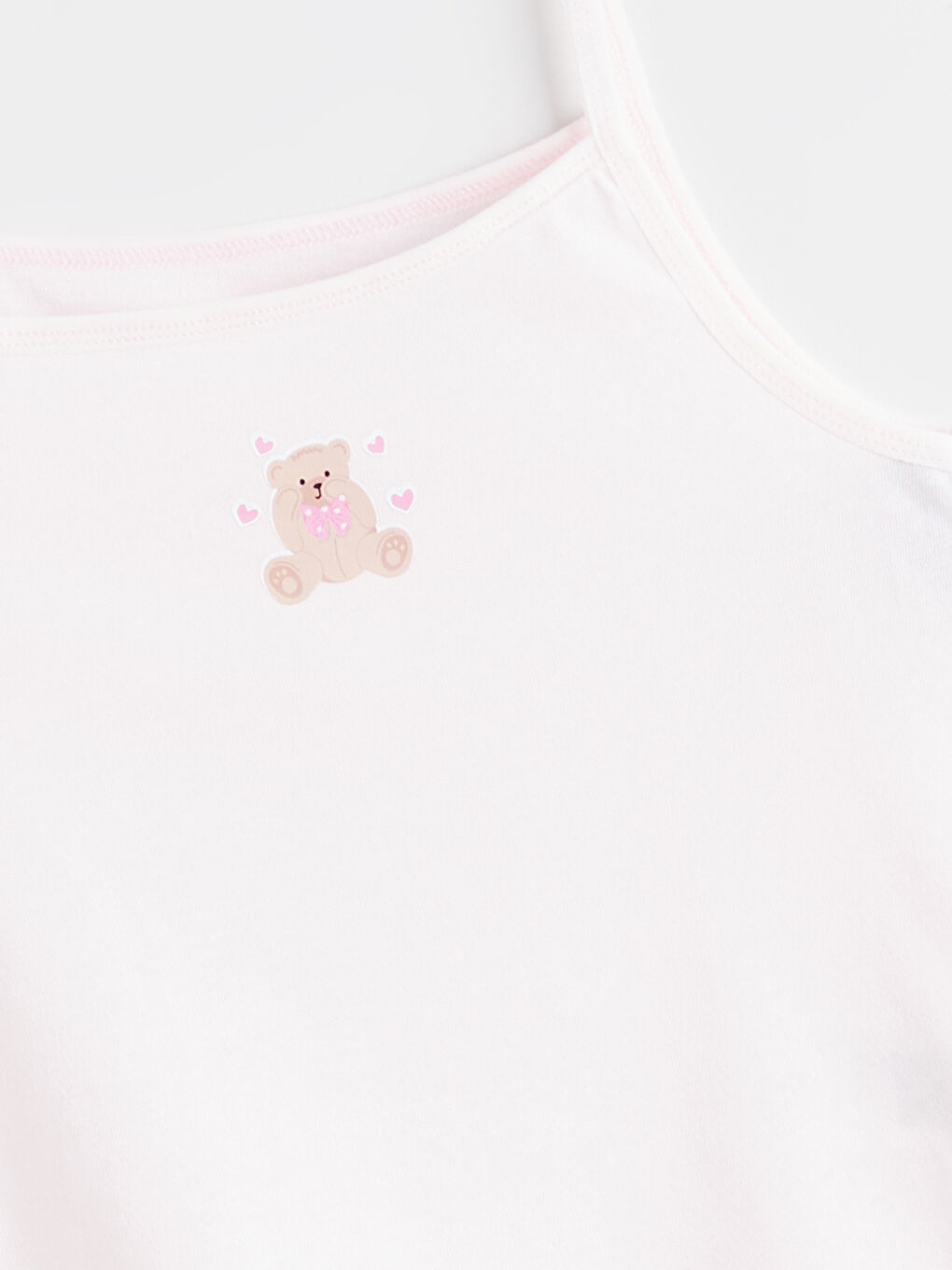 Pembe Kare Yaka Baskılı Kız Çocuk Atlet-2