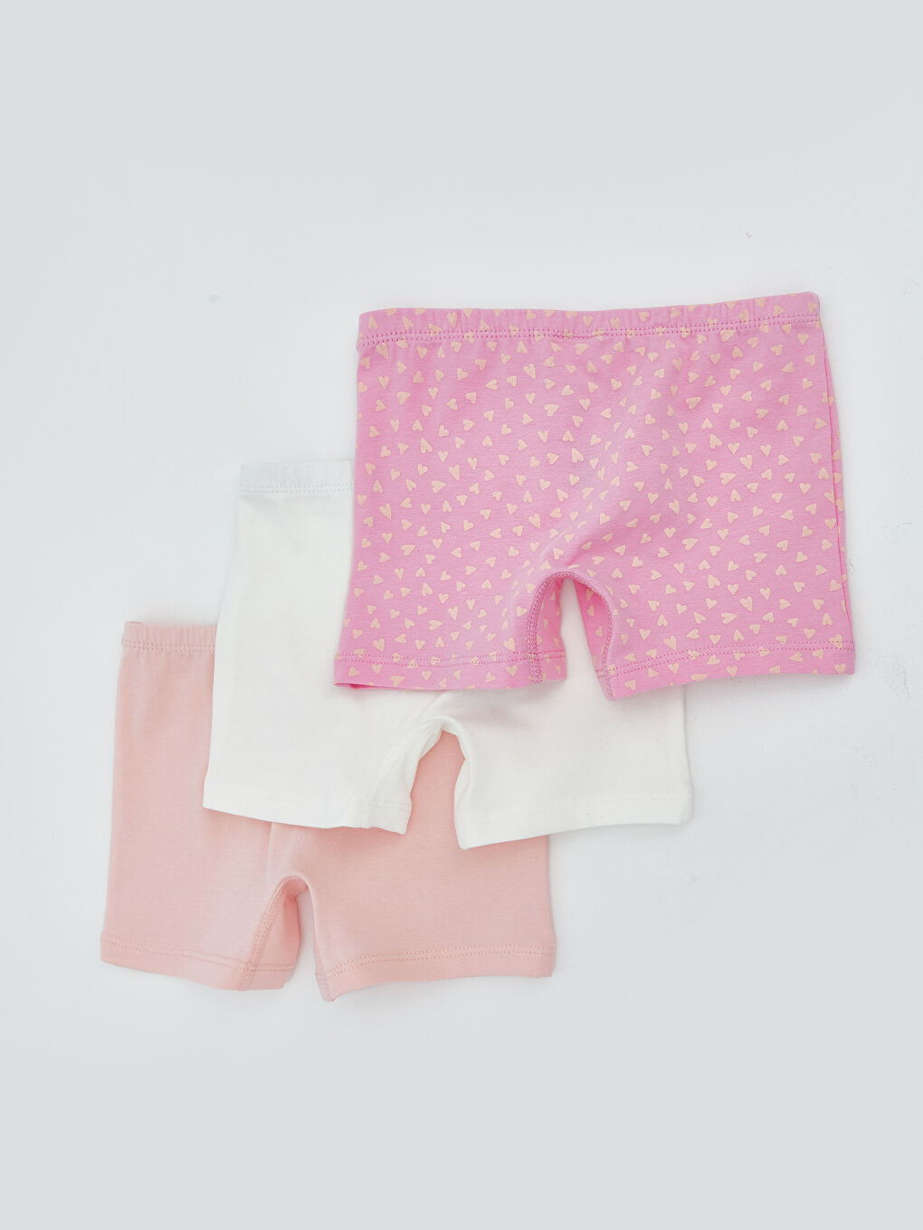 Pembe Baskılı Beli Lastikli Kız Çocuk Boxer 3'lü-1