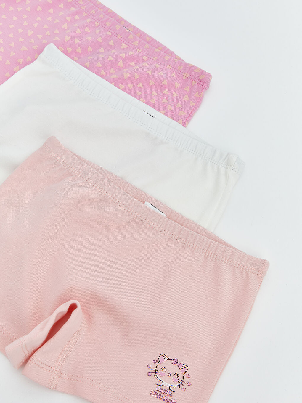 Pembe Baskılı Beli Lastikli Kız Çocuk Boxer 3'lü-2