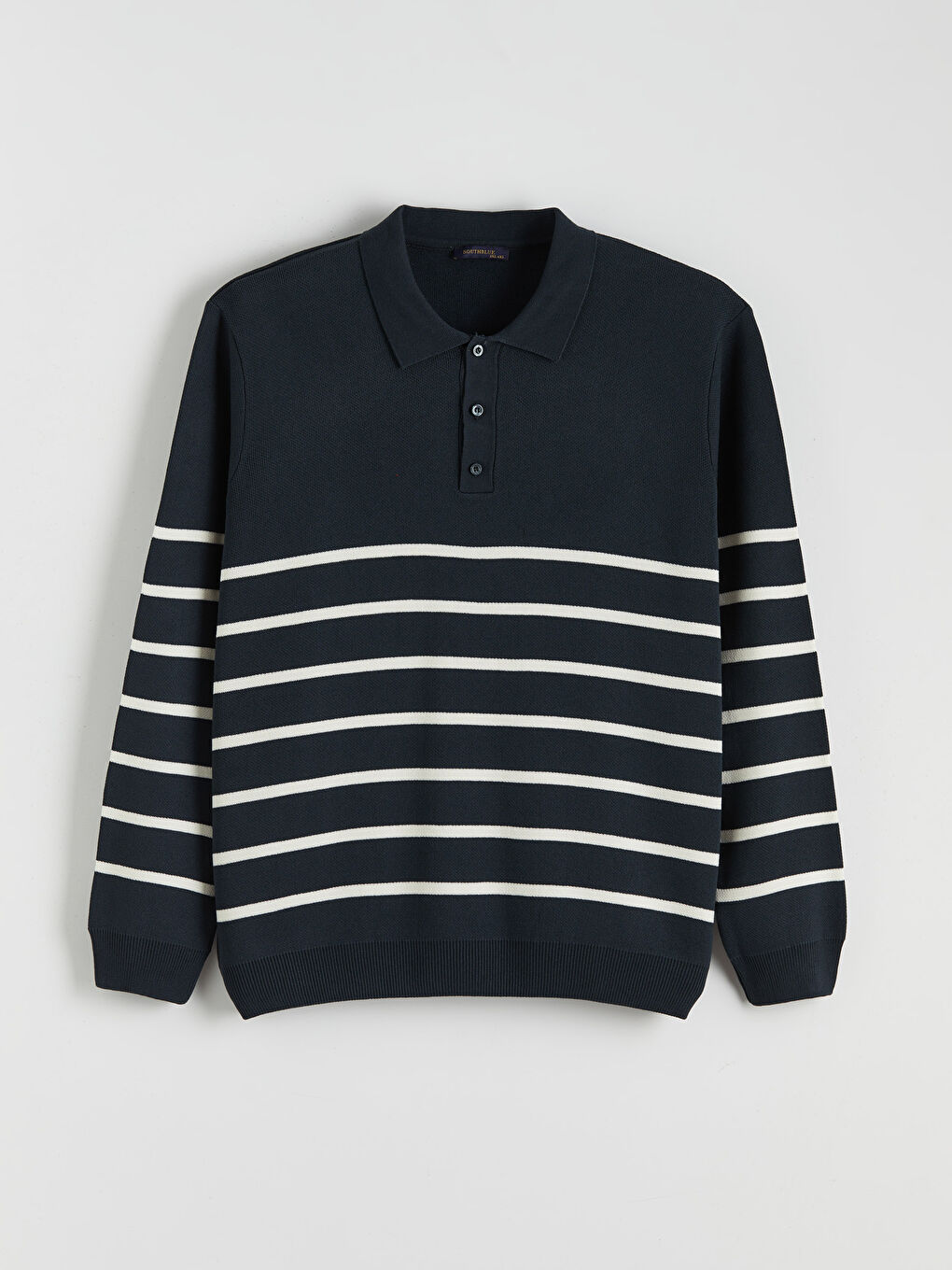 Yeşil Polo Yaka Çizgili Erkek Triko Kazak-4