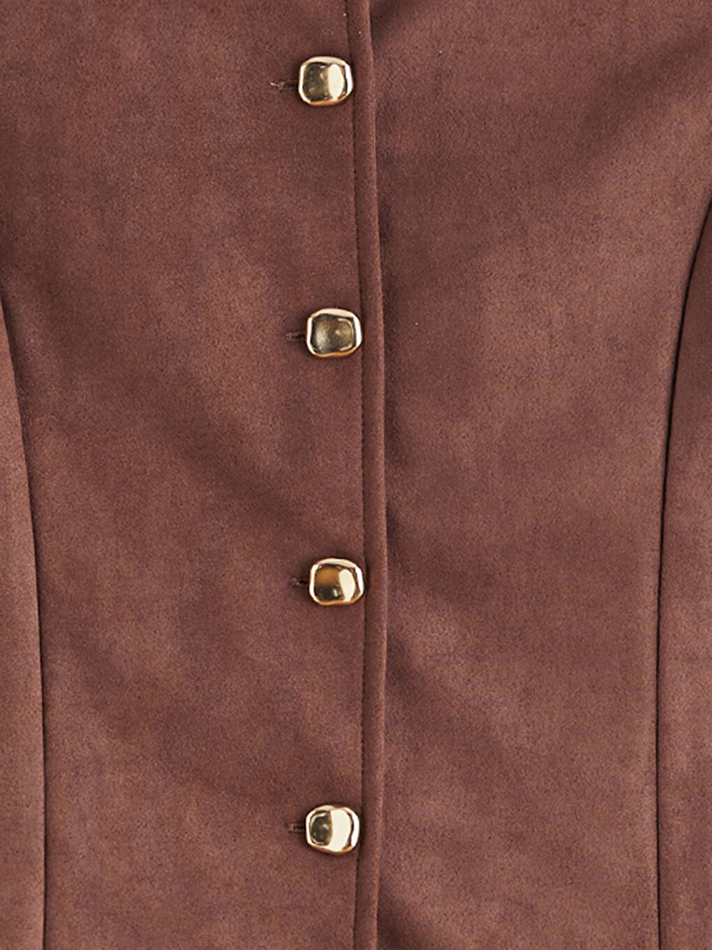 Kahverengi Bisiklet Yaka Kadın Süet Görünümlü Klasik Yelek-5