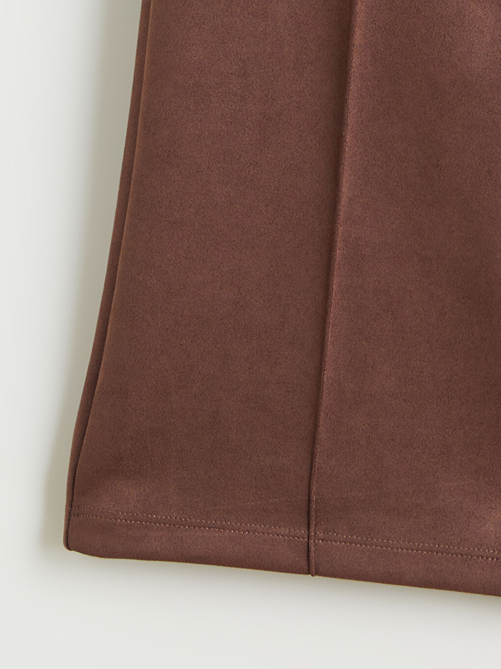 Kahverengi Standart Fit Süet Kadın Pantolon-5