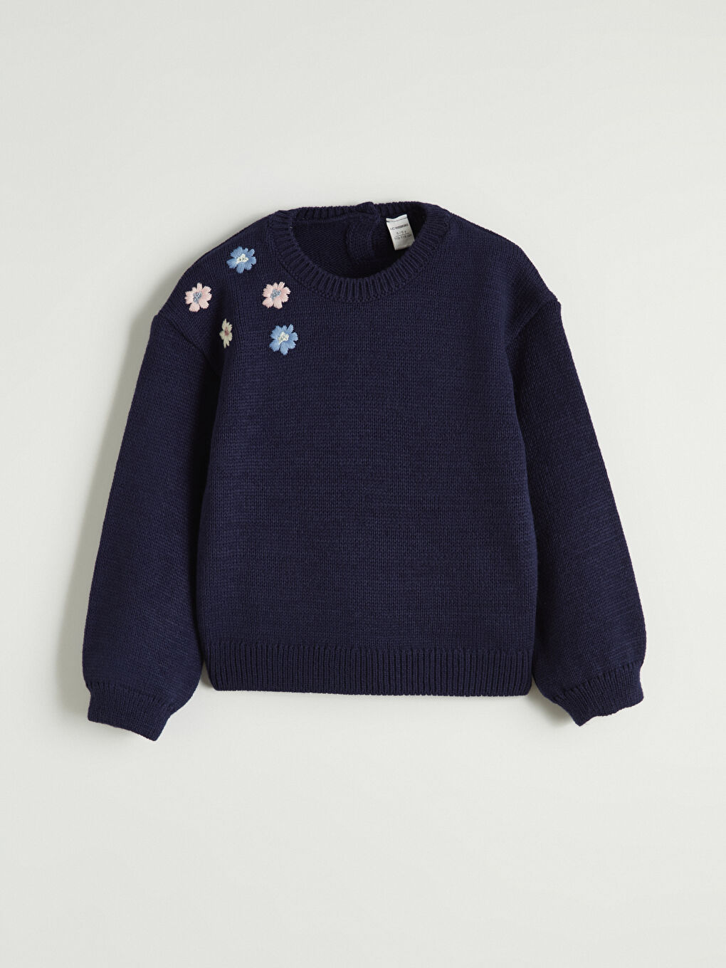 Lacivert Çiçekli Triko Kız Çocuk Kazak ve Pantolon-1