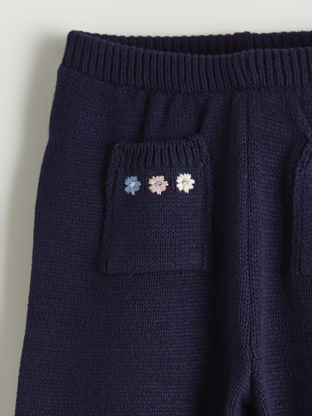 Lacivert Çiçekli Triko Kız Çocuk Kazak ve Pantolon-5