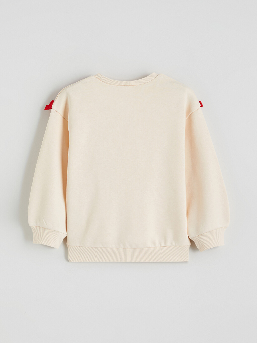 Bej Bisiklet Yaka Fiyonklu Baskılı Kız Çocuk Sweatshirt-1