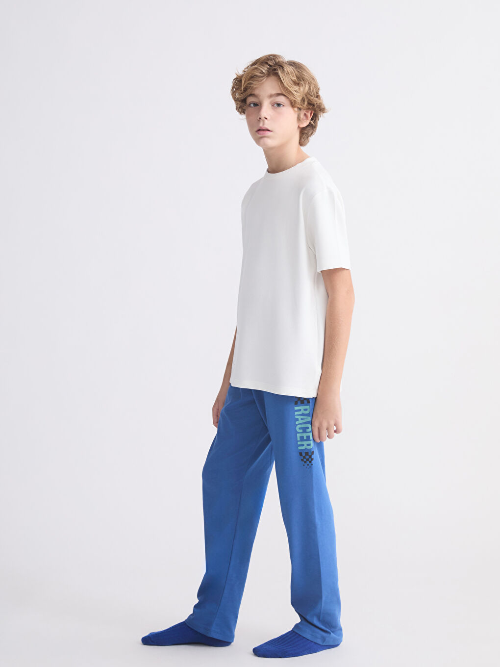 Lacivert Beli Lastikli Erkek Çocuk Pijama Alt 2'li-1