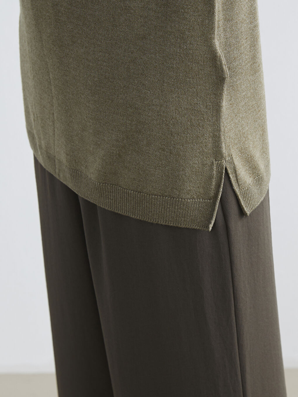 Haki Bisiklet Yaka Kadın Triko Kazak-2