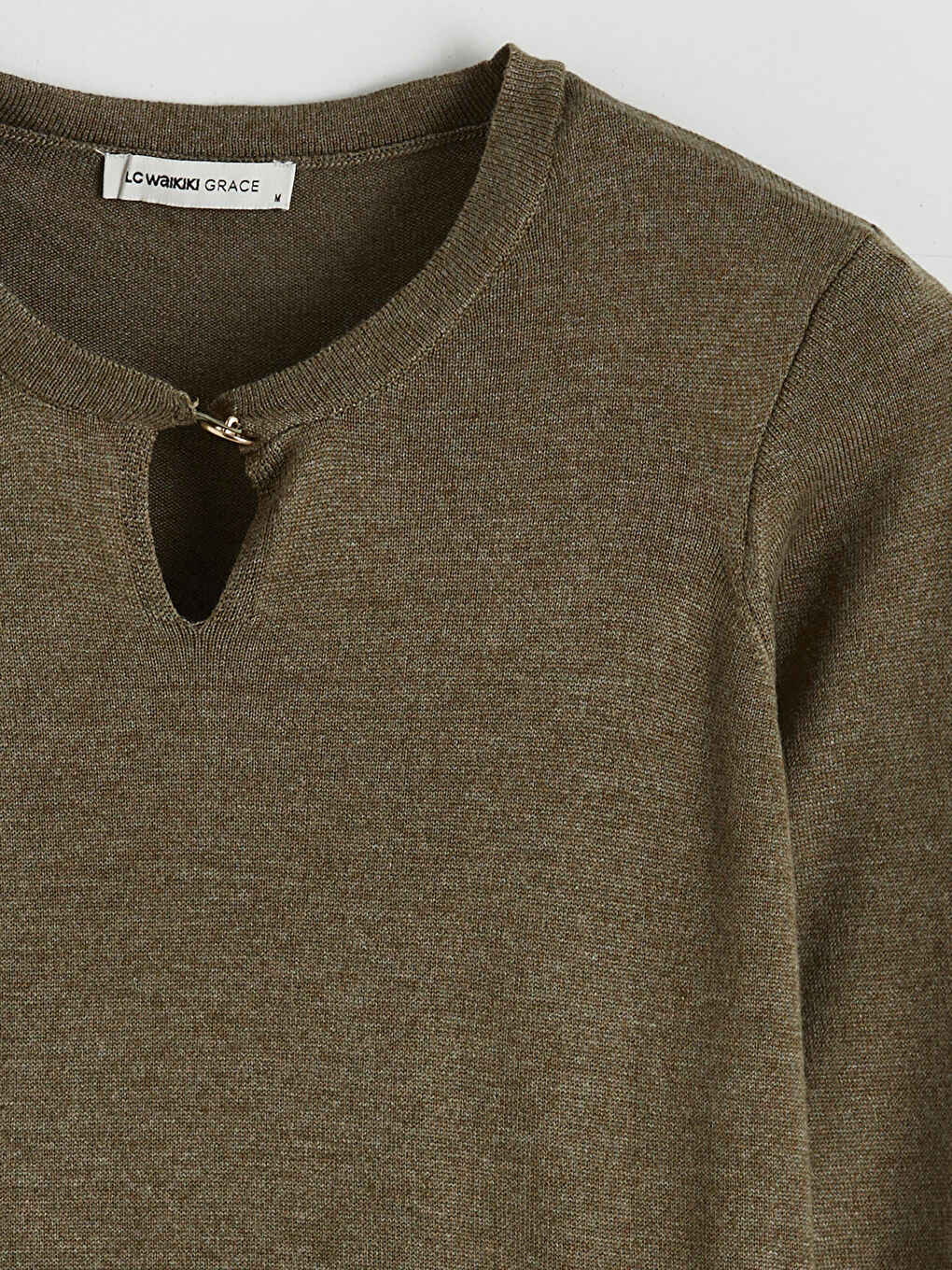 Haki Bisiklet Yaka Kadın Triko Kazak-5