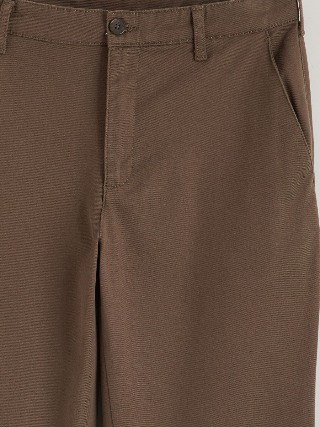 Kahverengi Standart Kalıp Gabardin Erkek Pantolon-5