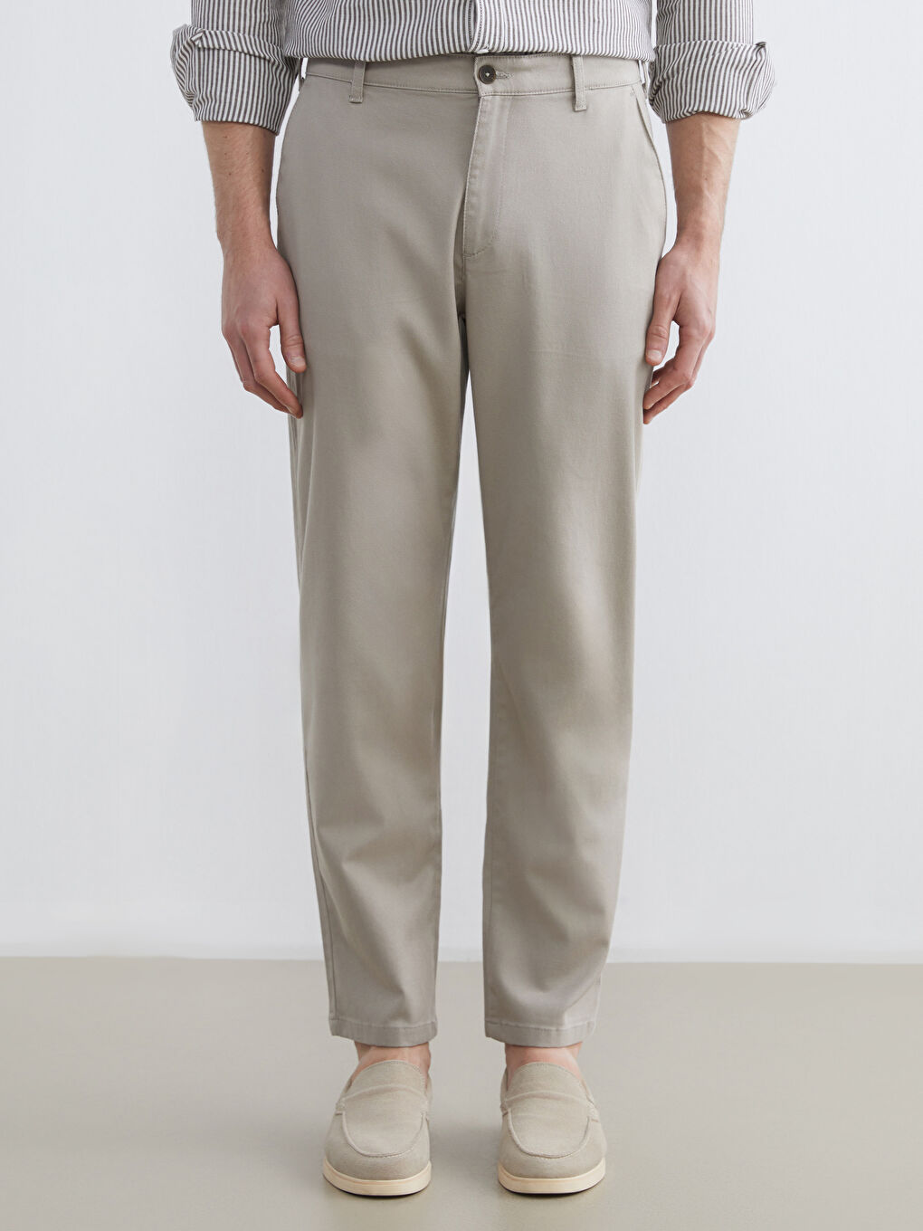 Bej Standart Kalıp Gabardin Erkek Pantolon-1