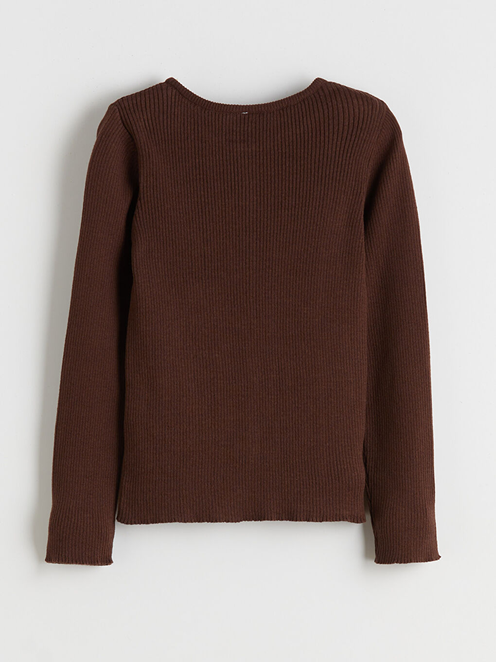 Kahverengi Bisiklet Yaka Kız Çocuk Triko Hırka-1