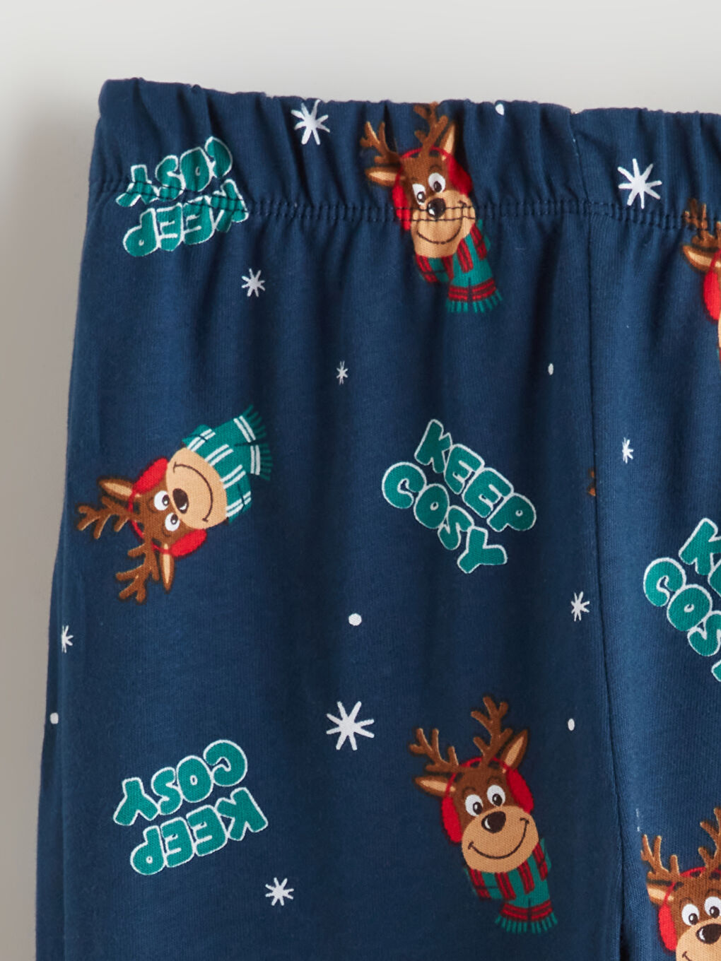 Lacivert Beli Lastikli Yılbaşı Temalı Erkek Çocuk Pijama Alt-2