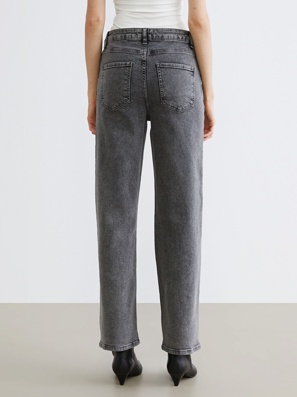 Siyah Wideleg Kadın Jean Pantolon-3