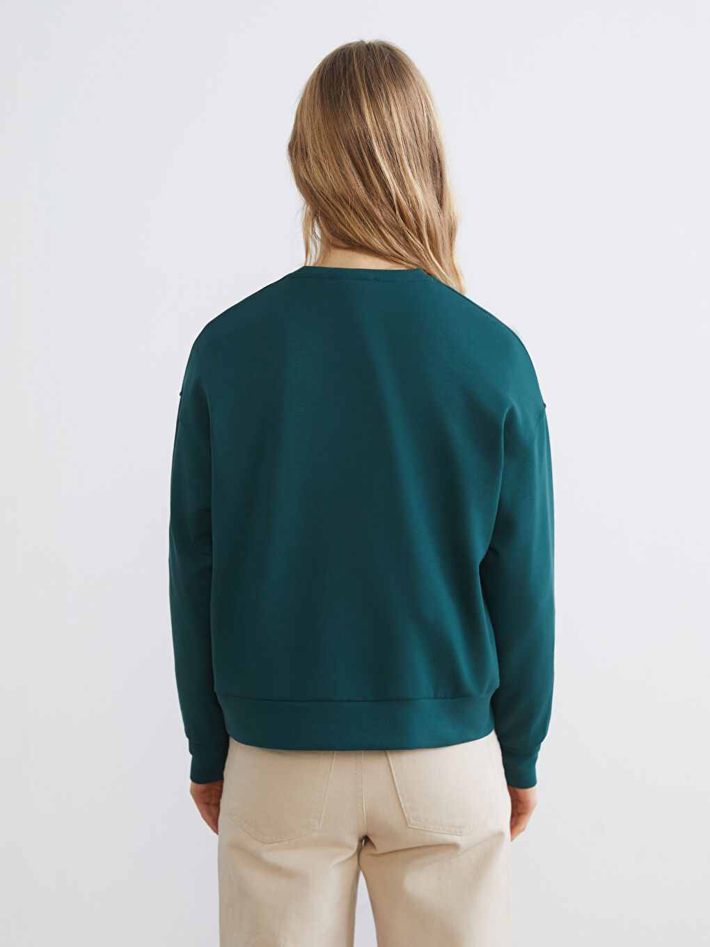 Yeşil Manhattan Baskılı Oversize Kadın Sweatshirt-3