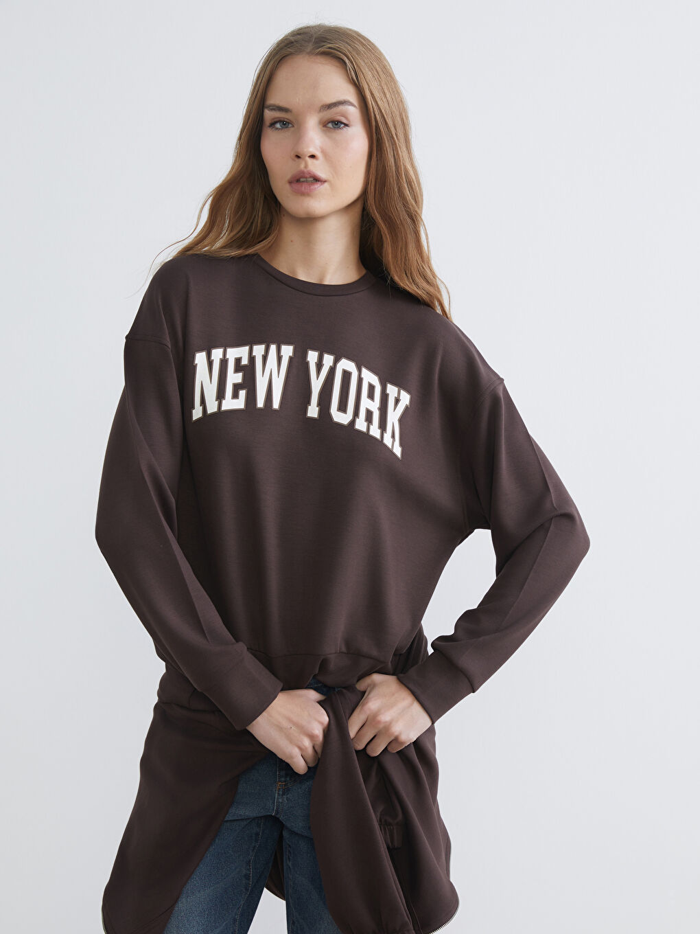 New York Printed Oversize Women's Sweatshirt