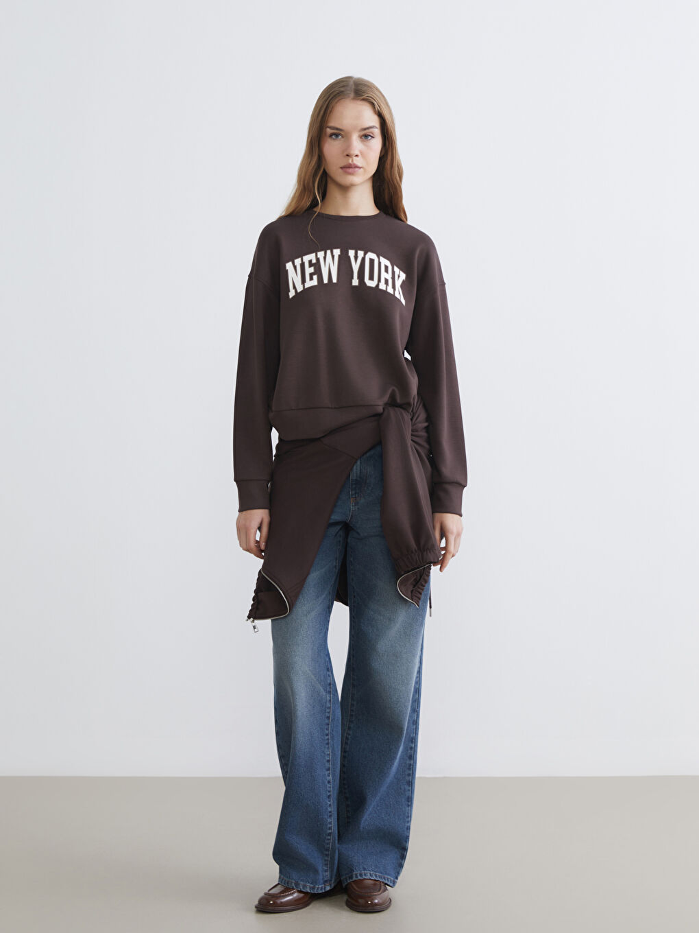 New York Printed Oversize Women's Sweatshirt-1