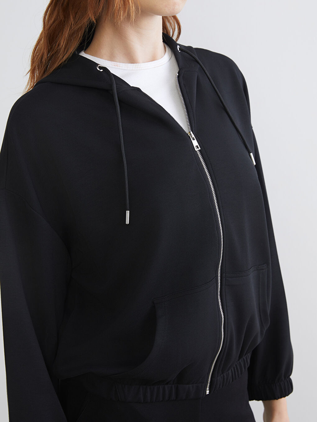 Hooded Oversize Women's Zipper Sweatshirt-2