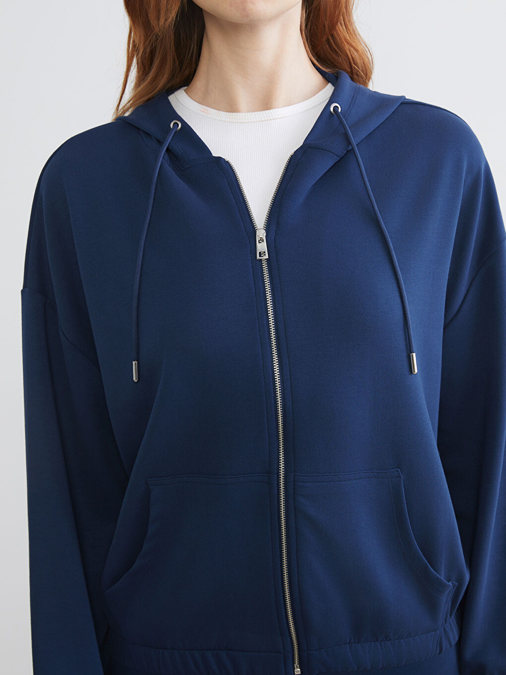 Hooded Oversize Women's Zipper Sweatshirt-2