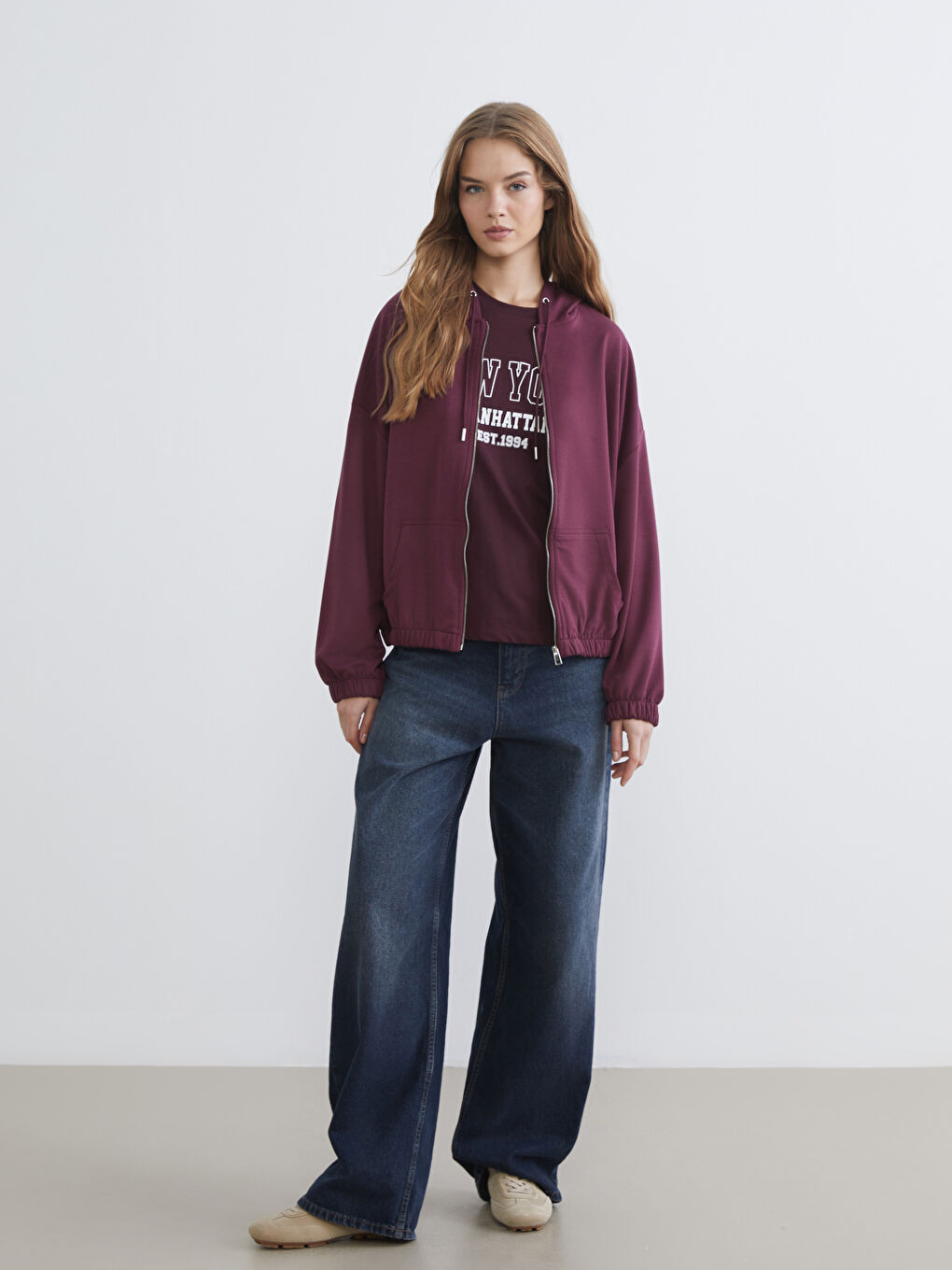 Hooded Oversize Women's Zipper Sweatshirt-1