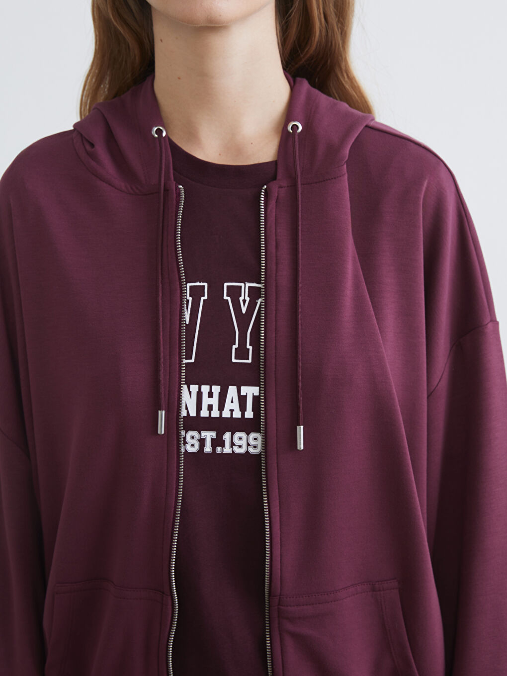 Hooded Oversize Women's Zipper Sweatshirt-2