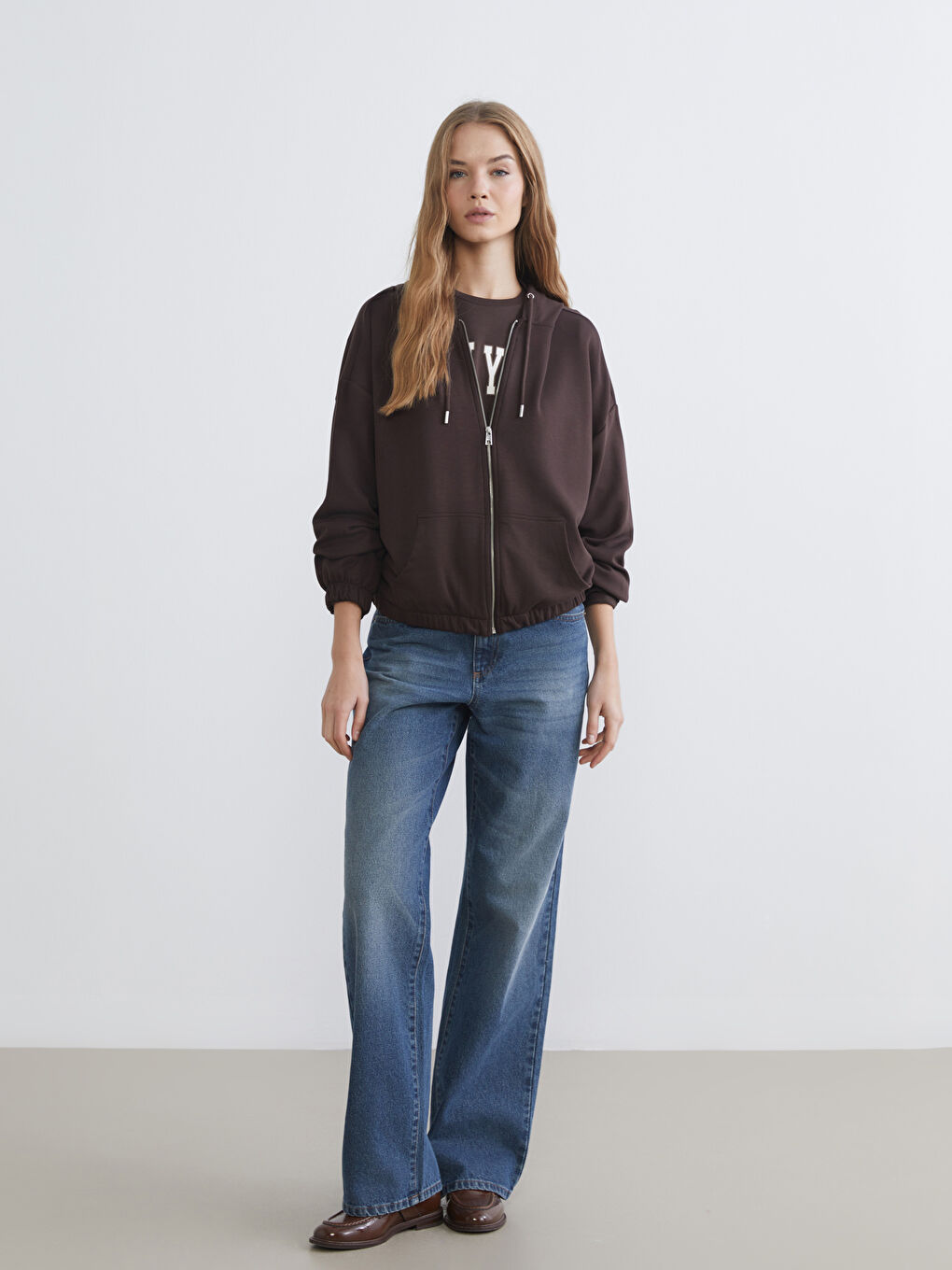 Hooded Oversize Women's Zipper Sweatshirt-1