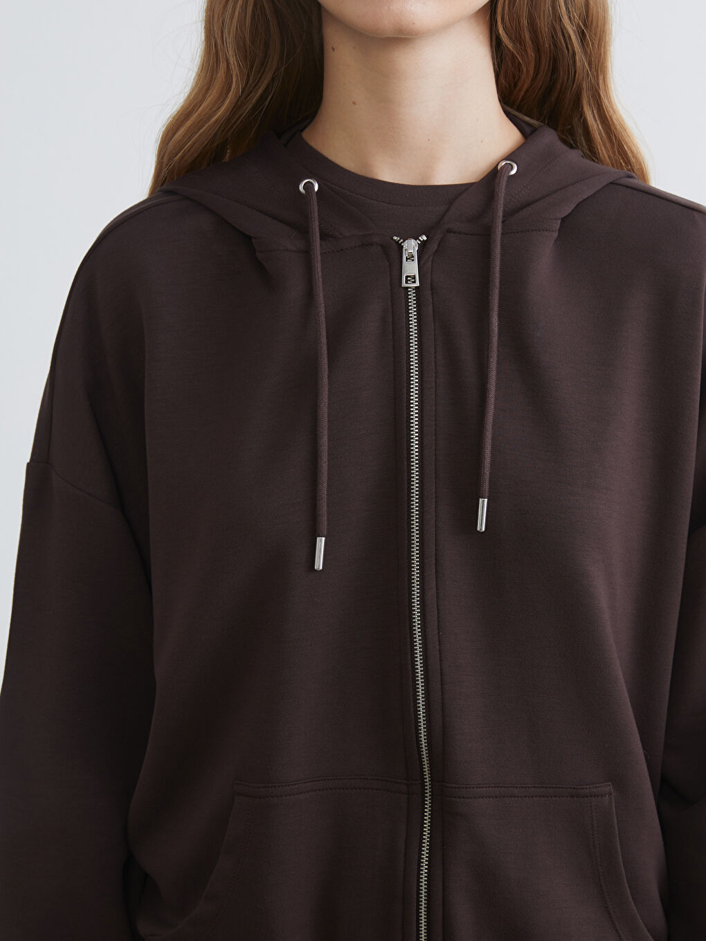 Hooded Oversize Women's Zipper Sweatshirt-2