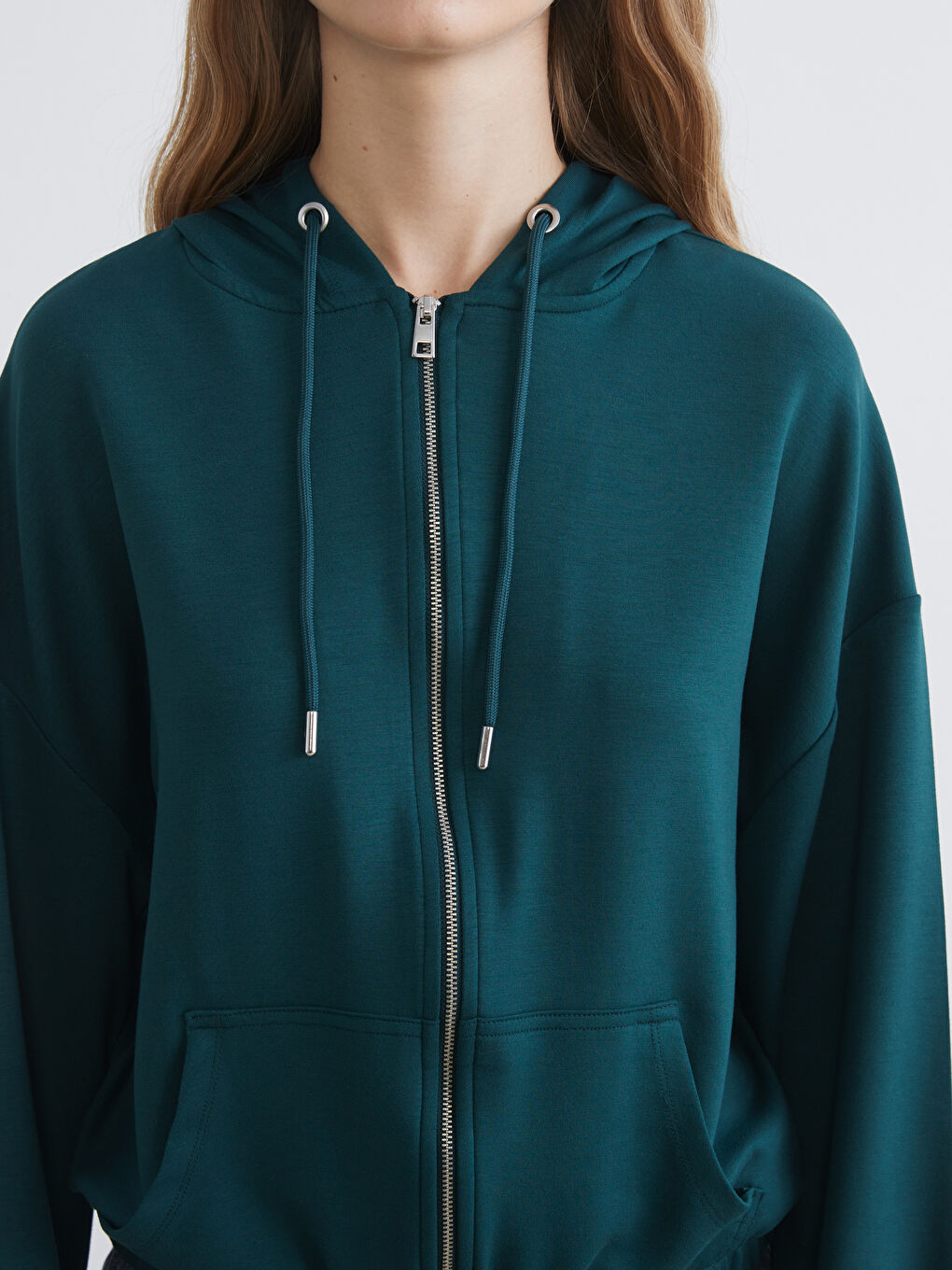 Hooded Oversize Women's Zipper Sweatshirt-2