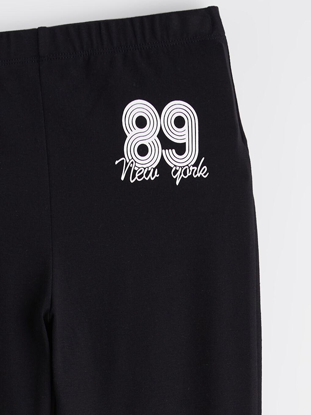 Siyah New York Baskılı İspanyol Paça Kız Çocuk Tayt-2