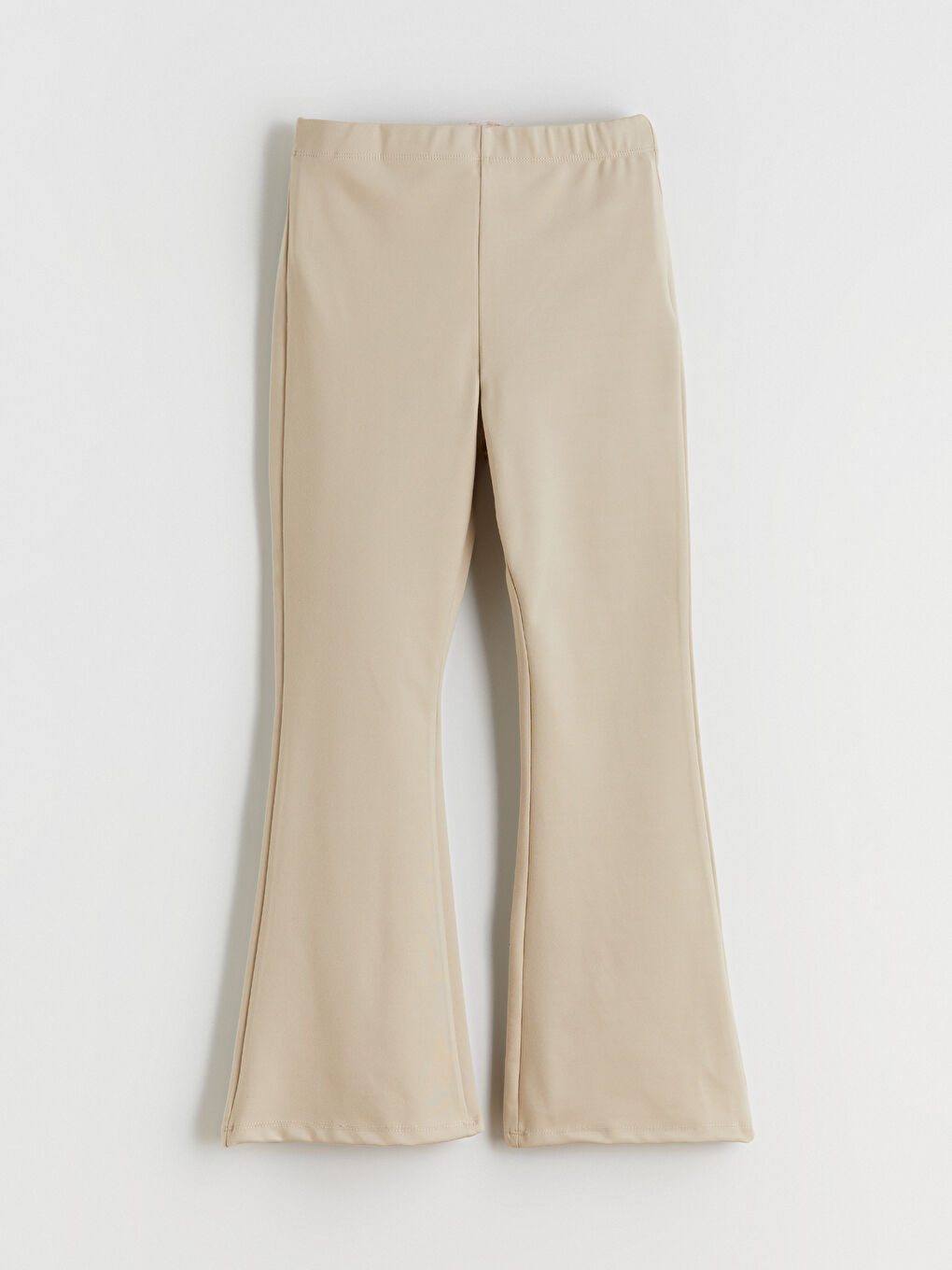 Bej Beli Lastikli İspanyol Paça Kız Çocuk Tayt-2