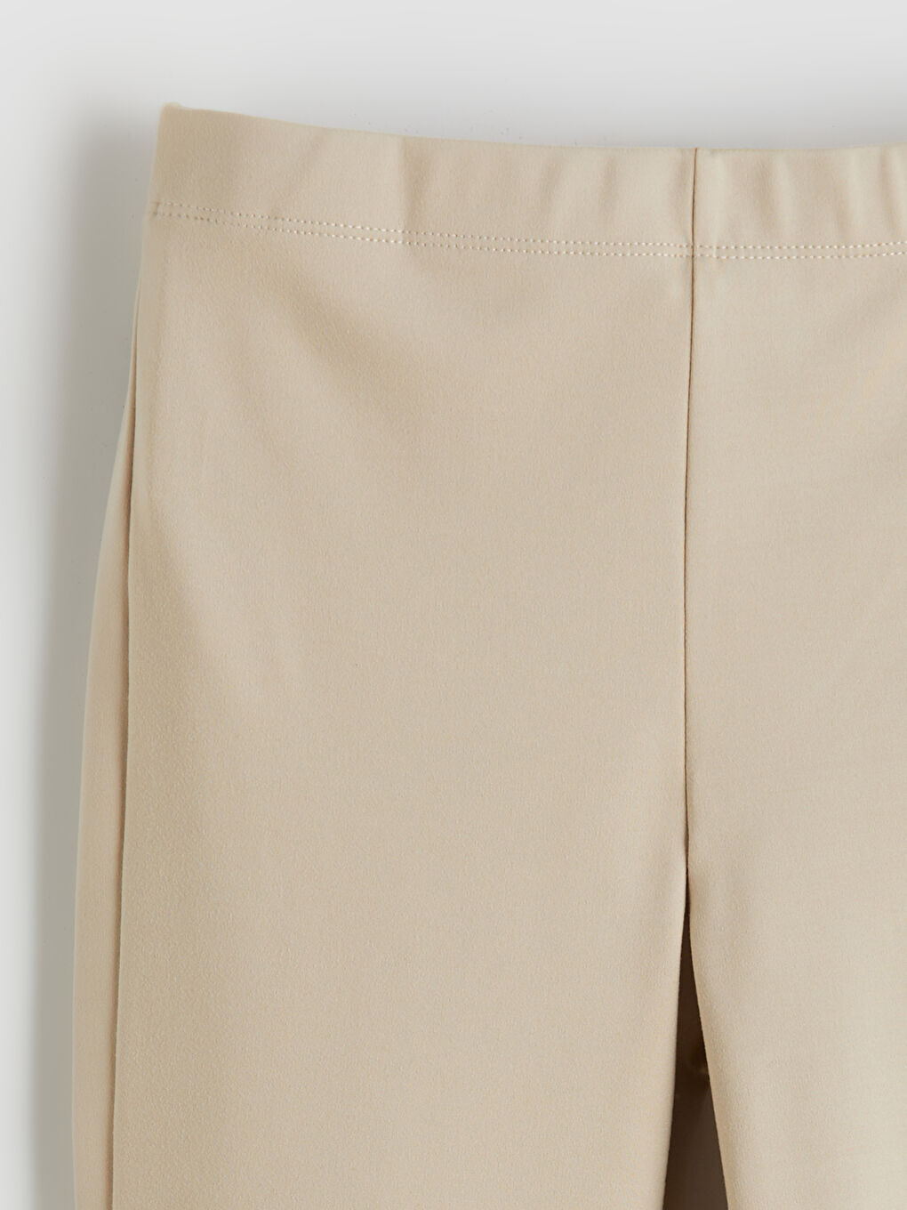 Bej Beli Lastikli İspanyol Paça Kız Çocuk Tayt-3