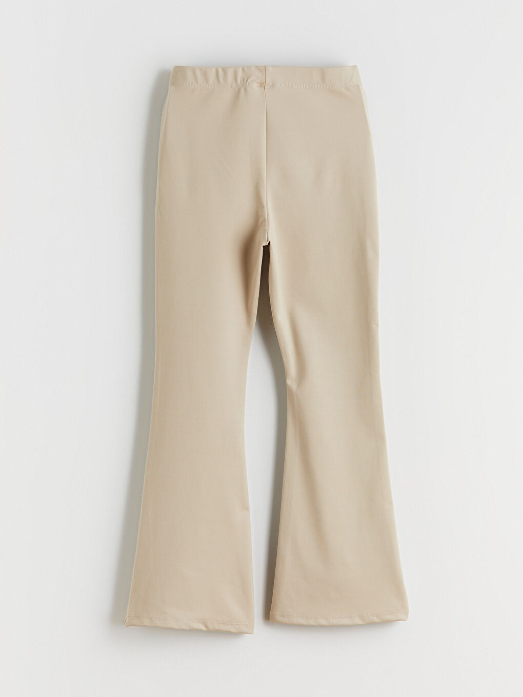 Bej Beli Lastikli İspanyol Paça Kız Çocuk Tayt-4