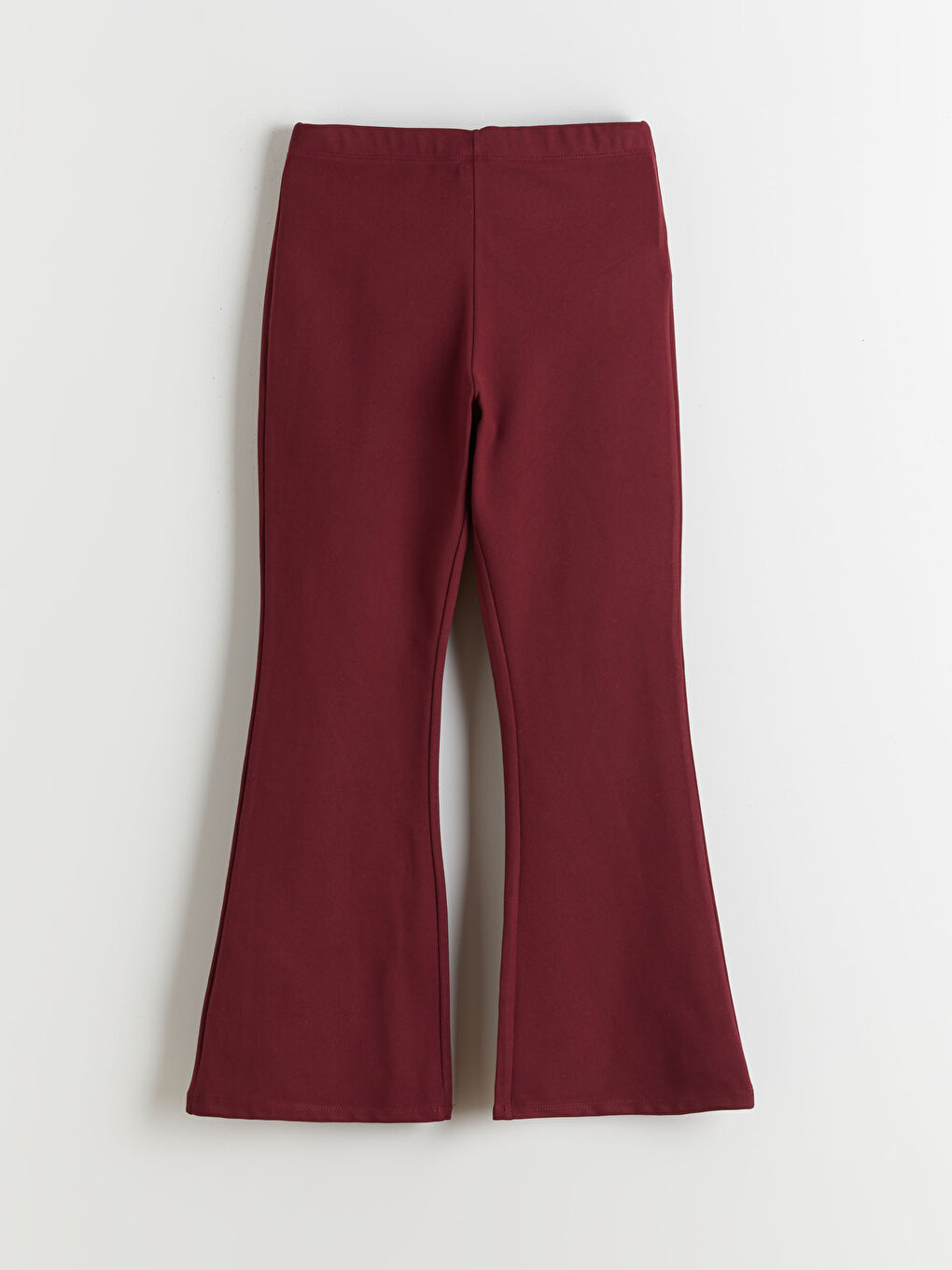 Bordo Beli Lastikli İspanyol Paça Kız Çocuk Tayt-1