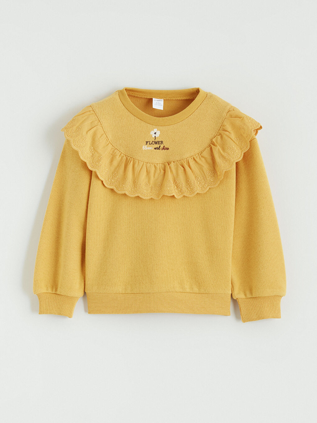 Sarı Bisiklet Yaka Kız Çocuk Sweatshirt