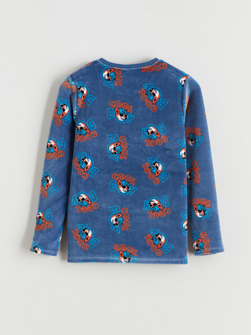 Mavi Bisiklet Yaka Kadife Erkek Çocuk Pijama Takımı-3