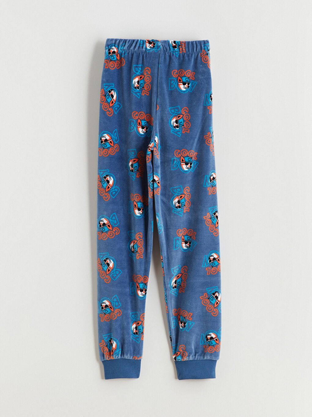 Mavi Bisiklet Yaka Kadife Erkek Çocuk Pijama Takımı-5