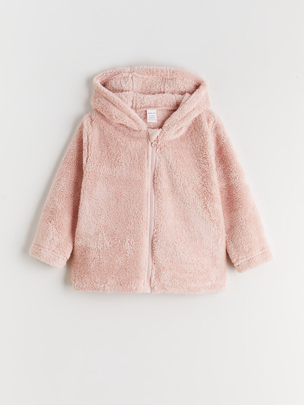 Pembe Kapüşonlu Pelüş Kız Çocuk Mont