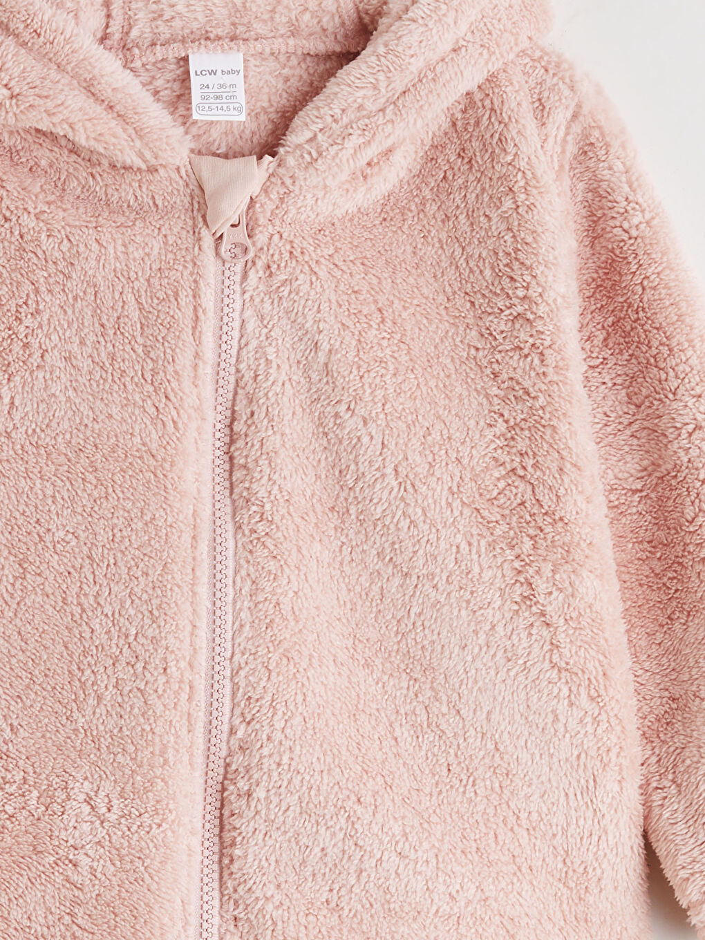 Pembe Kapüşonlu Pelüş Kız Çocuk Mont-2