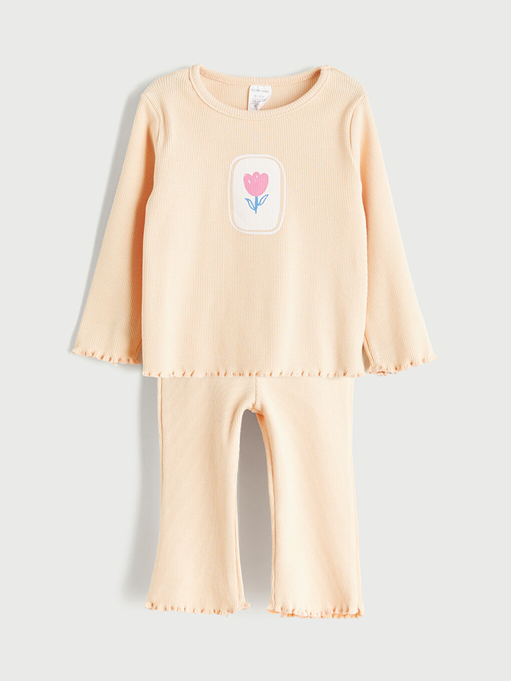 Mercan Bisiklet Yaka Kız Bebek Tişört ve Tayt