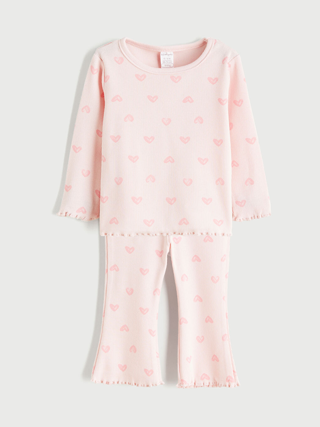 Pembe Bisiklet Yaka Kız Bebek Tişört ve Tayt