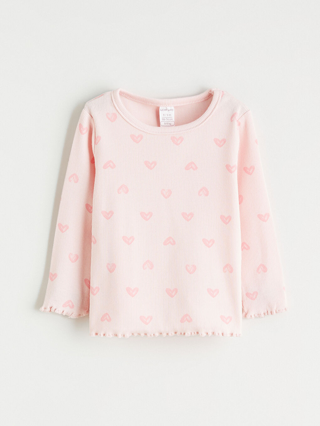 Pembe Bisiklet Yaka Kız Bebek Tişört ve Tayt-1