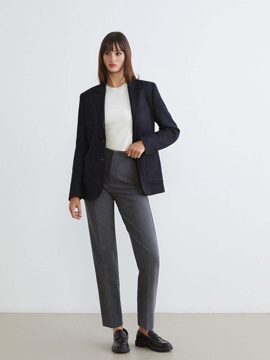 Gri Havuç Kesim Kadın Pantolon