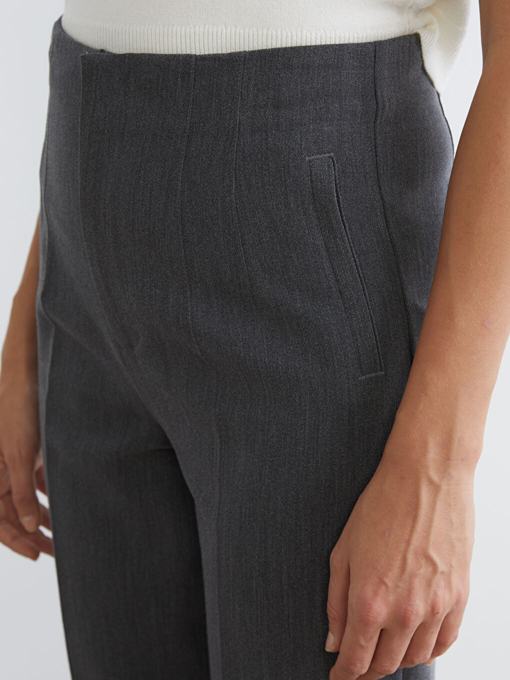 Gri Havuç Kesim Kadın Pantolon-2