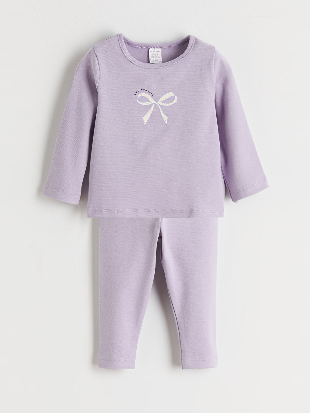 Lila Bisiklet Yaka Kız Bebek Tişört ve Tayt