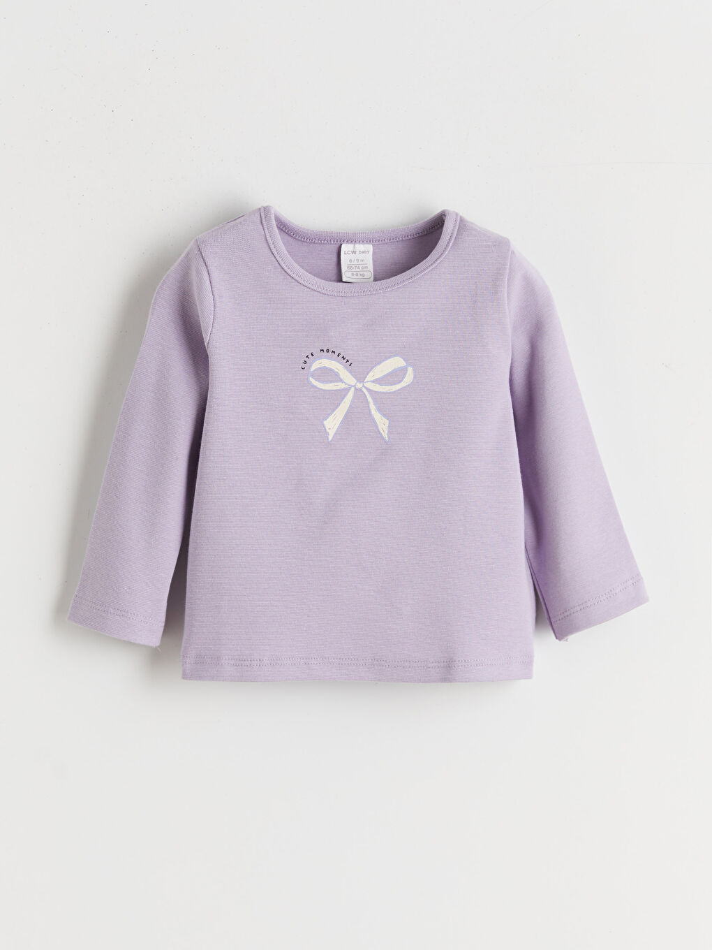 Lila Bisiklet Yaka Kız Bebek Tişört ve Tayt-1