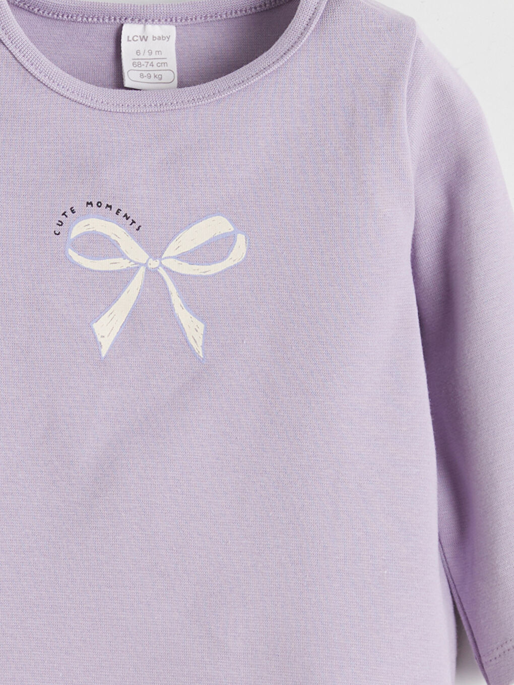 Lila Bisiklet Yaka Kız Bebek Tişört ve Tayt-5